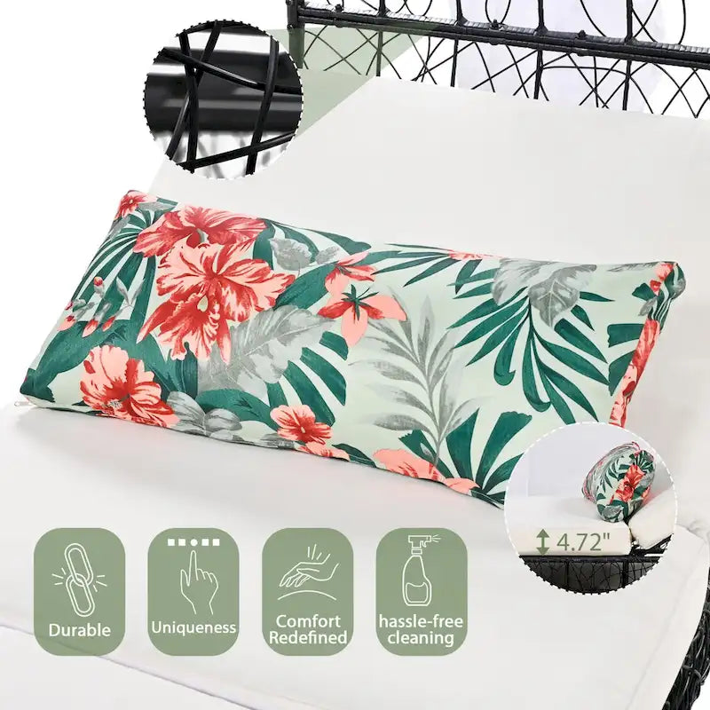 Oaks Aura Outdoor, bain de soleil avec coussin, rideau et coussin coloré, fauteuils lounge en résine tressée, transats réglables pour le jardin