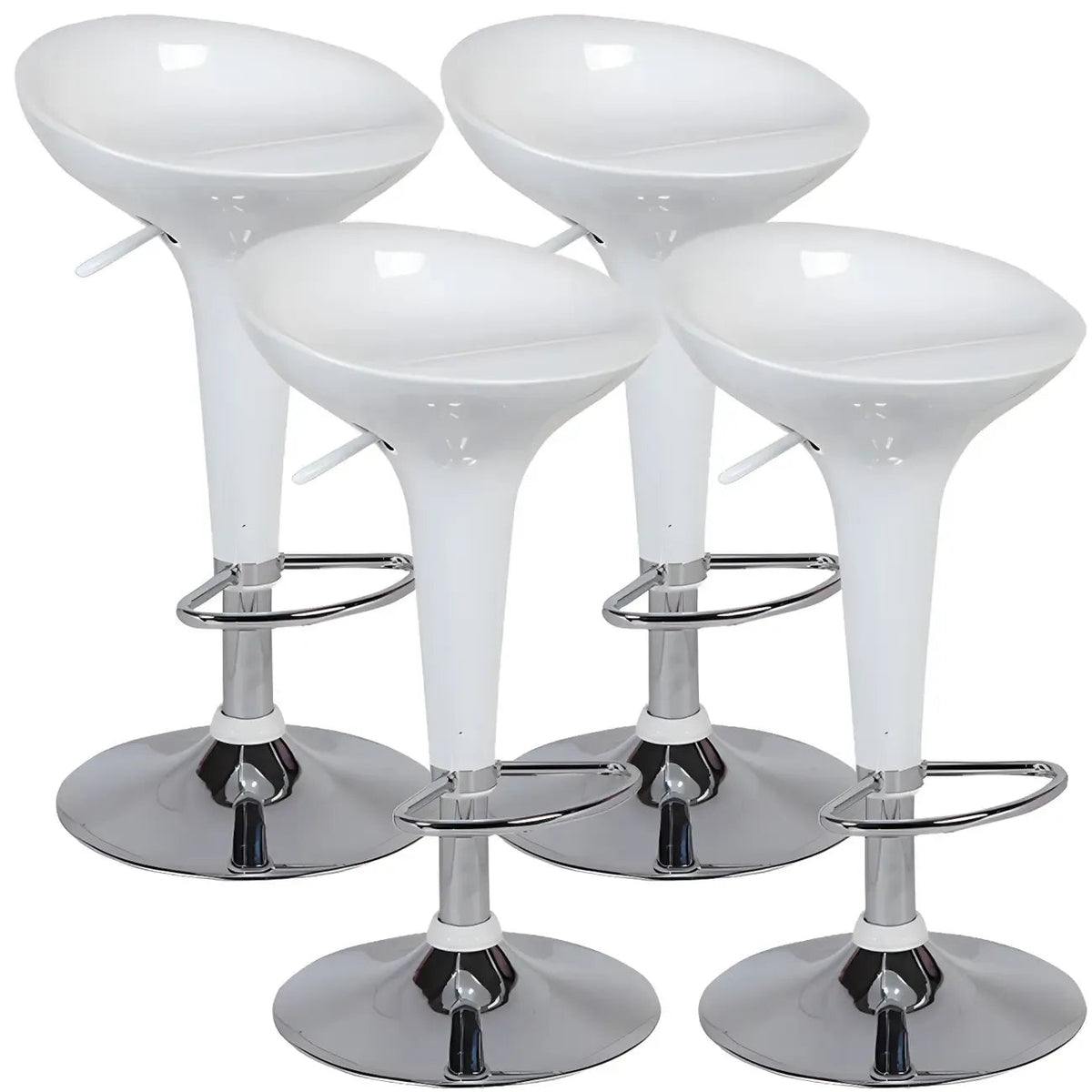 Tabouret de bar pivotant en plastique chromé réglable en hauteur