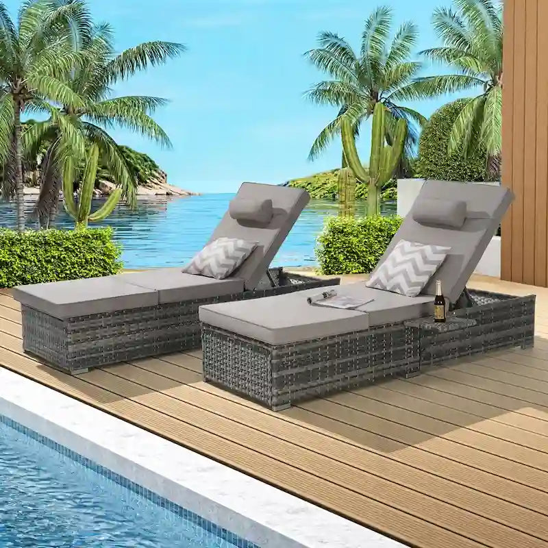 Excellent ensemble de chaises longues d'extérieur pour la relaxation et les loisirs