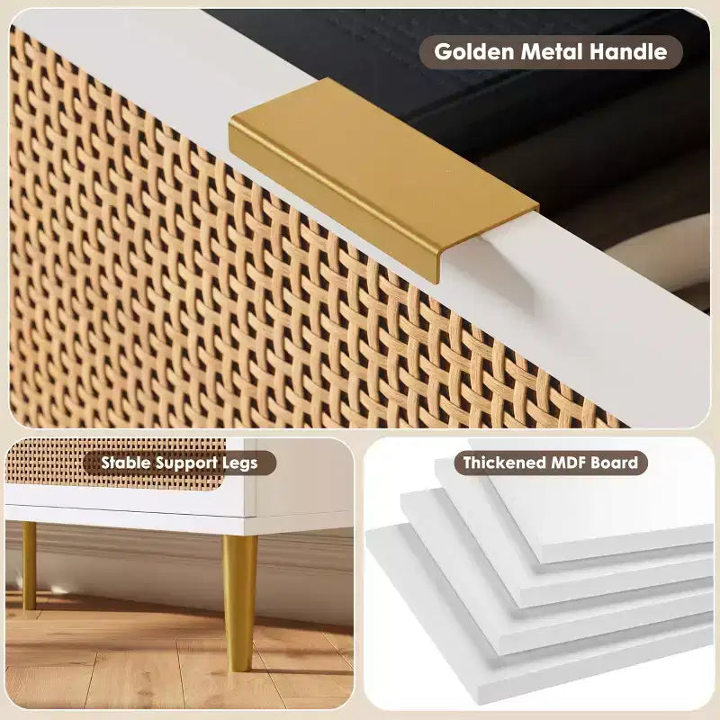 Commode en rotin pour la chambre, meubles à tiroirs grande capacité pour le rangement, adaptés au salon, à l'entrée et à la chambre d'enfant.