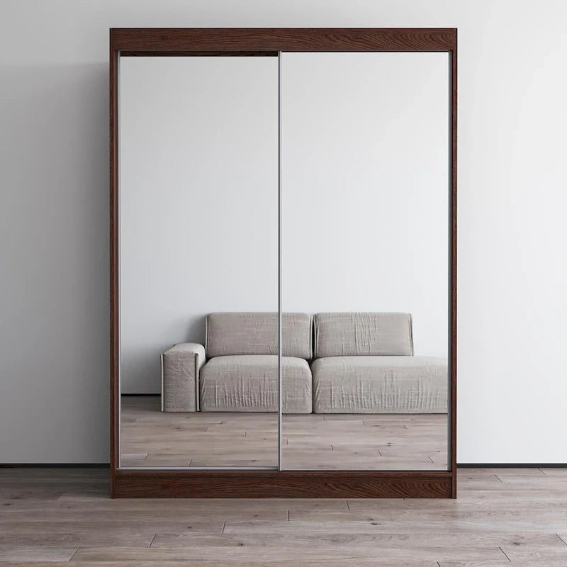 Armoire-penderie à 2 portes miroir avec finition brillante | 120 ou 150 cm de largeur