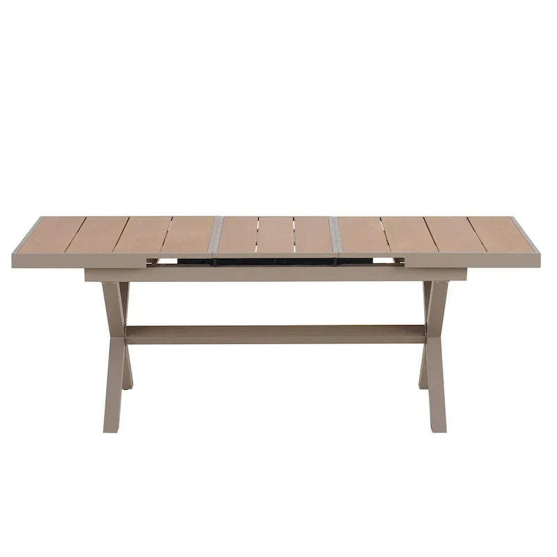 Ensemble de salle à manger extérieur extensible 7 pièces avec table extensible et 6 chaises avec accoudoirs