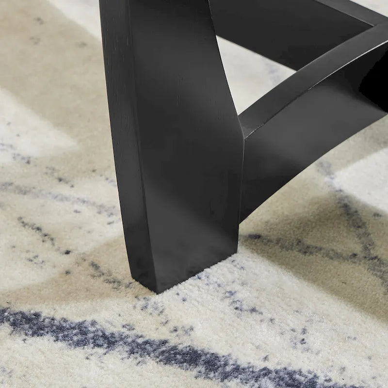 Table basse ovale en verre de 48 pouces avec base en bois massif