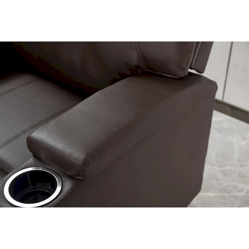 Fauteuil inclinable en similicuir avec porte-gobelets et télécommande