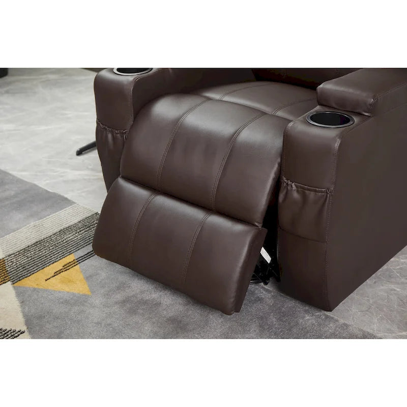 Fauteuil inclinable en similicuir avec porte-gobelets et télécommande