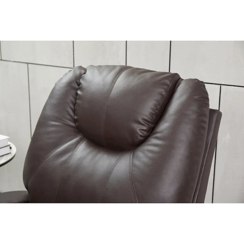 Fauteuil inclinable en similicuir avec porte-gobelets et télécommande