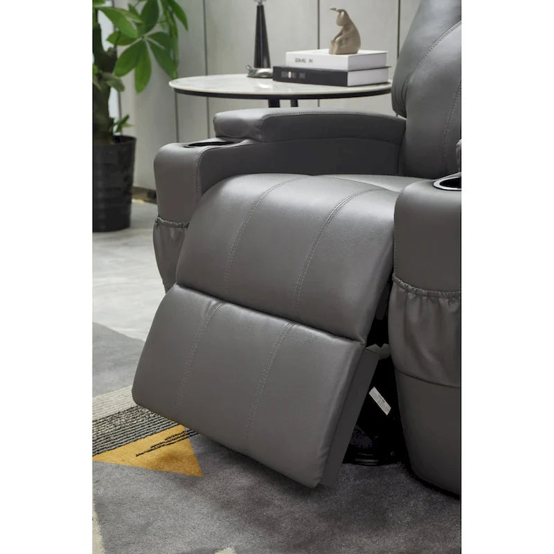 Fauteuil inclinable en similicuir avec porte-gobelets et télécommande