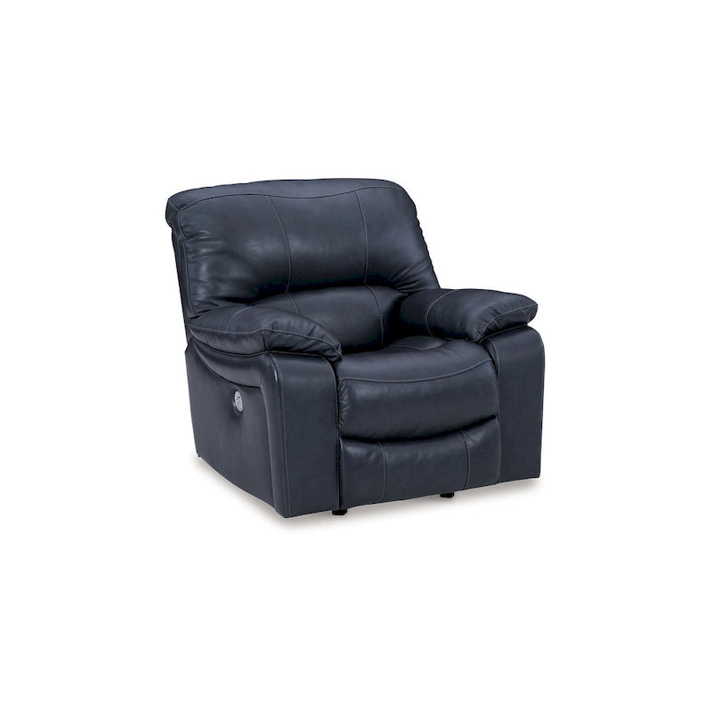 Fauteuil inclinable motorisé, cuir souple bleu océan, port USB