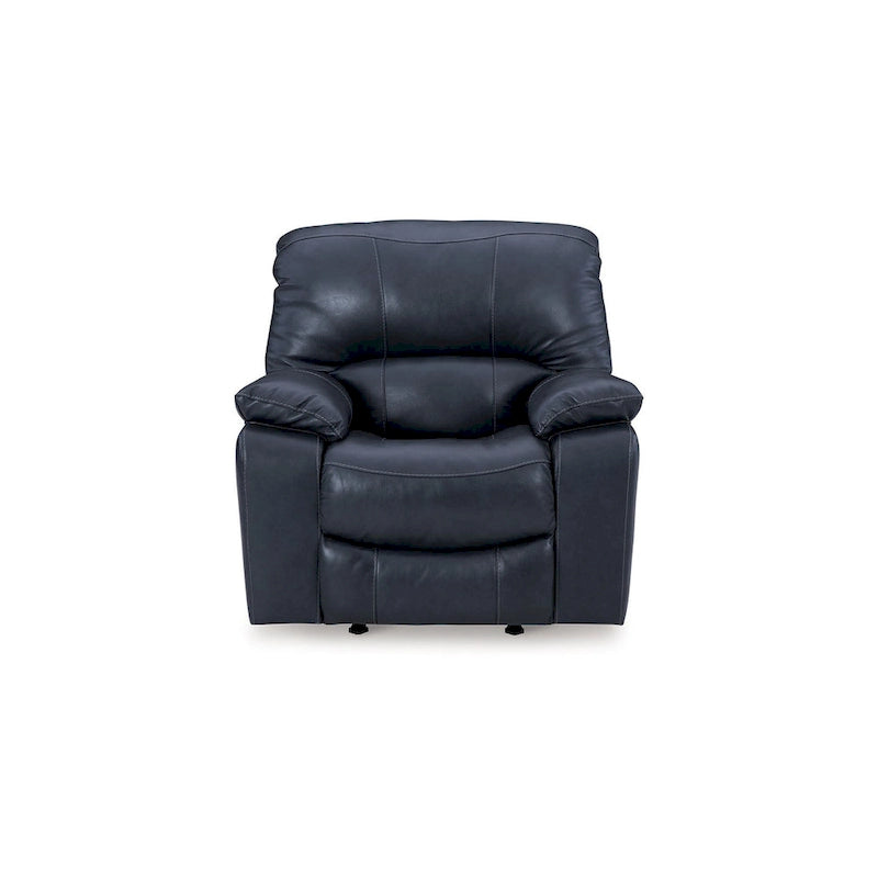 Fauteuil inclinable motorisé, cuir souple bleu océan, port USB