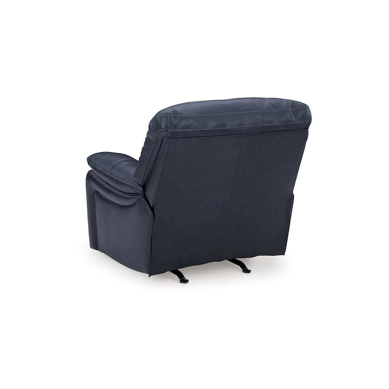 Fauteuil inclinable motorisé, cuir souple bleu océan, port USB