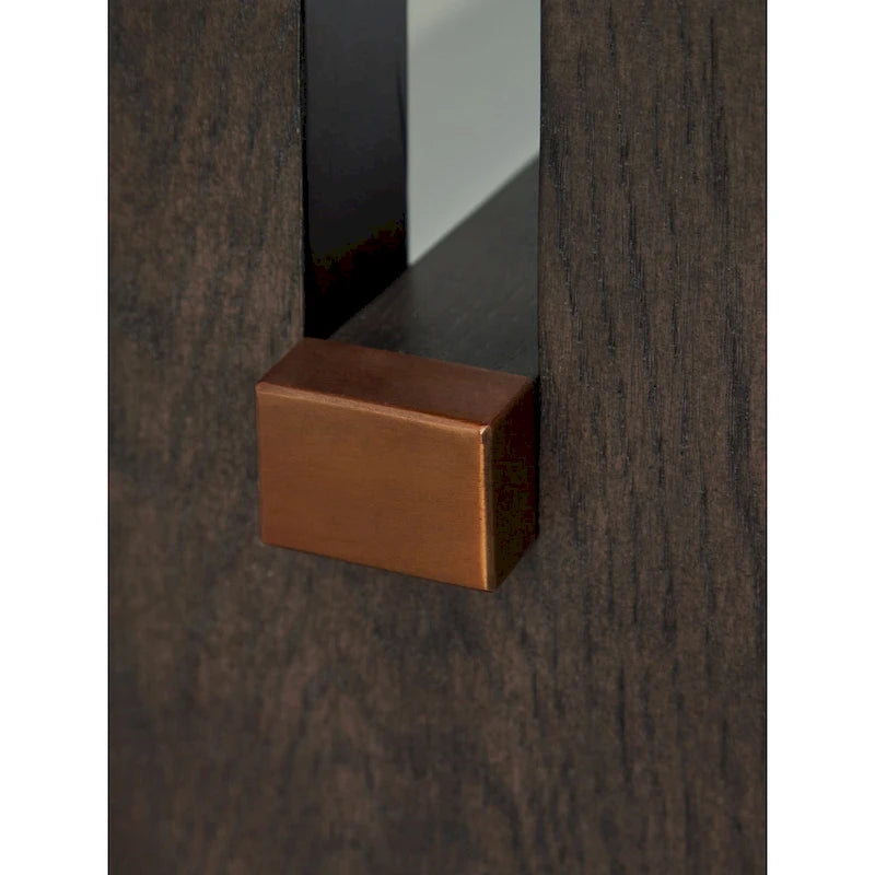 Table console pour canapé, plateau en marbre, pieds panneaux, bois marron 52 pouces