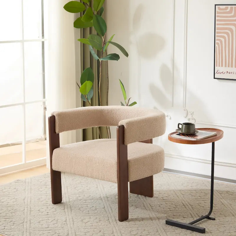 Fauteuil d'appoint moderne en tissu bouclette rembourré