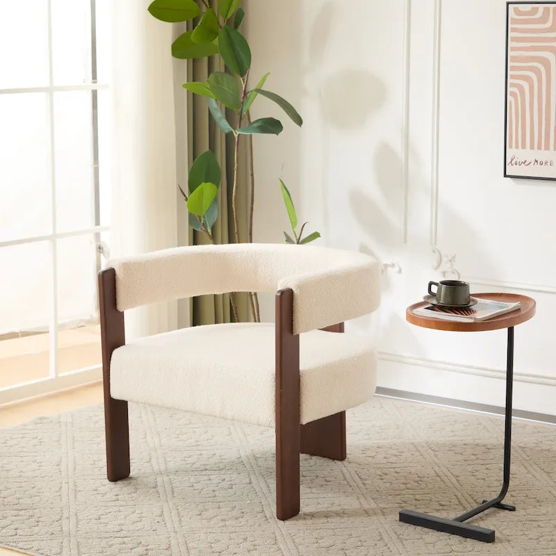 Fauteuil d'appoint moderne en tissu bouclette rembourré