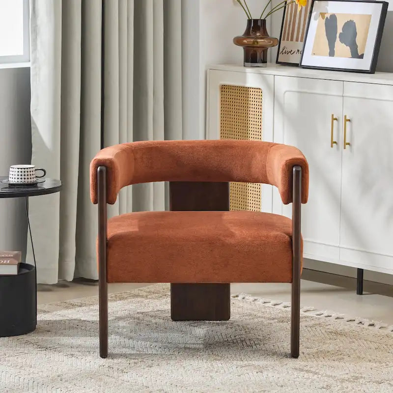 Fauteuil d'appoint moderne en tissu bouclette rembourré