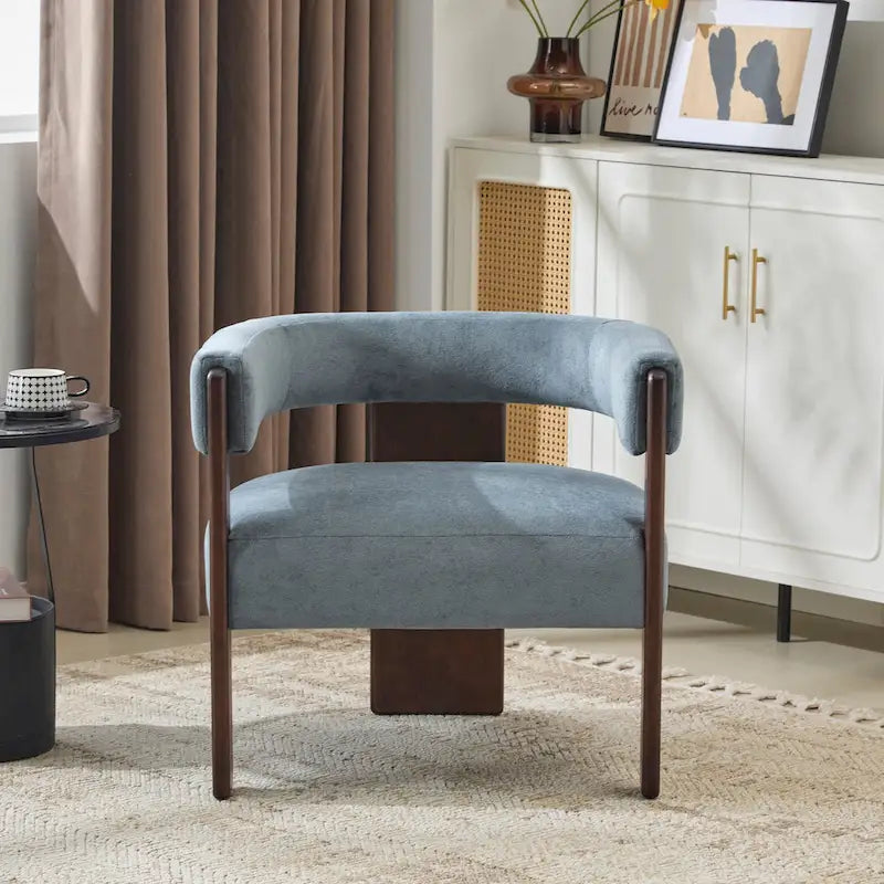Fauteuil d'appoint moderne en tissu bouclette rembourré