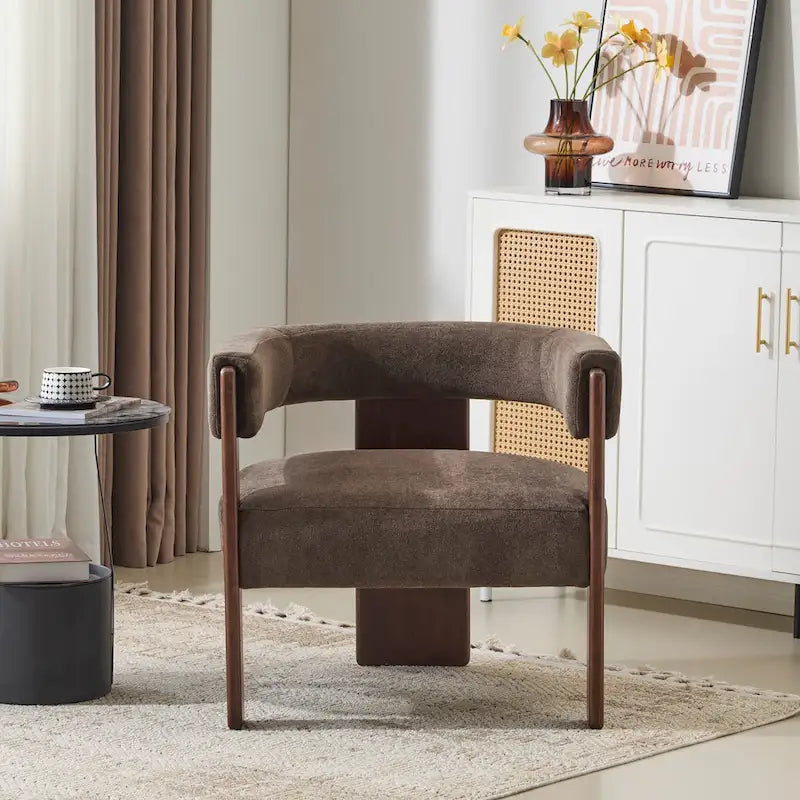 Fauteuil d'appoint moderne en tissu bouclette rembourré