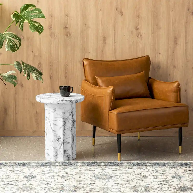 Table d'appoint moderne en faux marbre de 20,75 po de hauteur