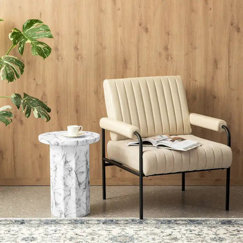 Table d'appoint moderne en faux marbre de 20,75 po de hauteur