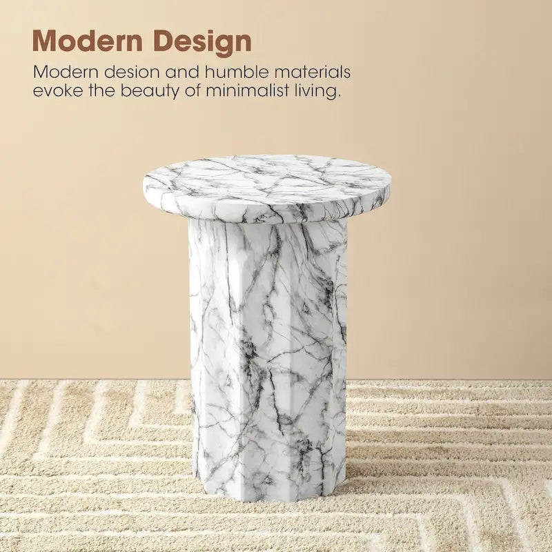 Table d'appoint moderne en faux marbre de 20,75 po de hauteur