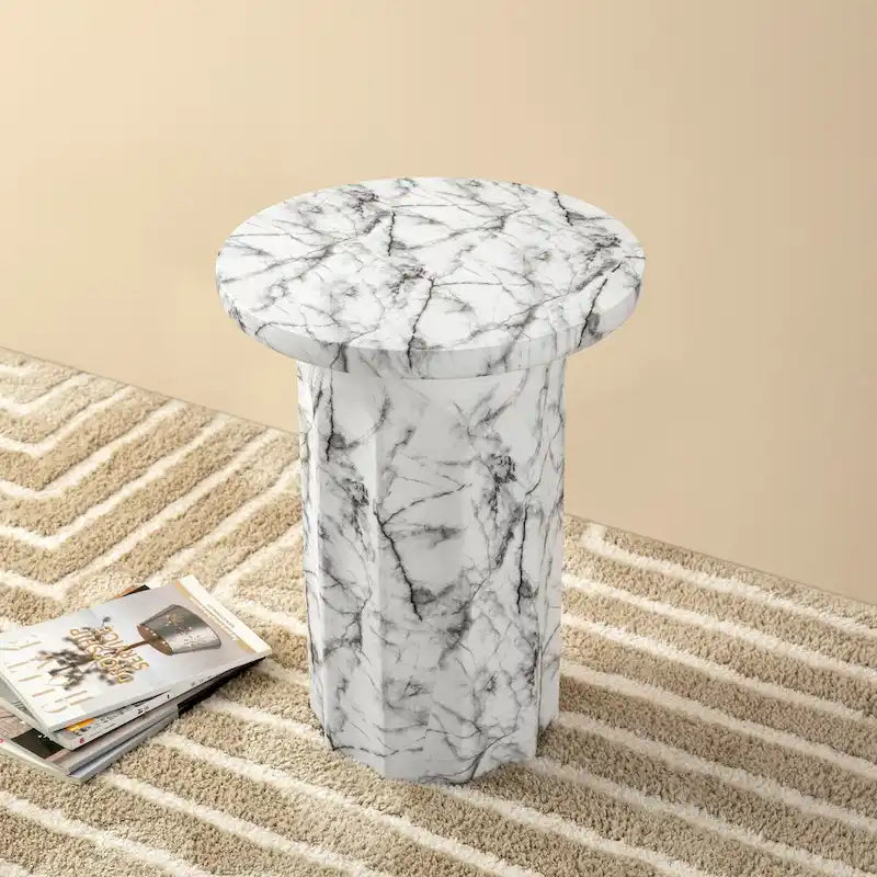 Table d'appoint moderne en faux marbre de 20,75 po de hauteur