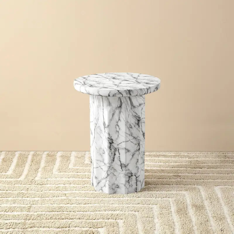 Table d'appoint moderne en faux marbre de 20,75 po de hauteur