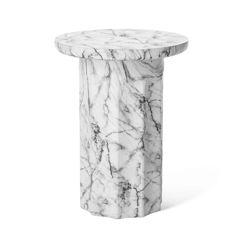Table d'appoint moderne en faux marbre de 20,75 po de hauteur
