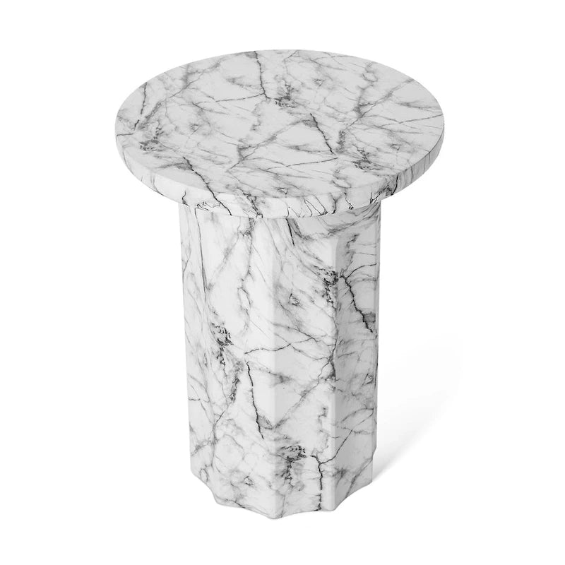 Table d'appoint moderne en faux marbre de 20,75 po de hauteur