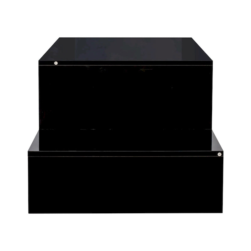 Table basse moderne et minimaliste avec rangement ouvert pour salon, noir