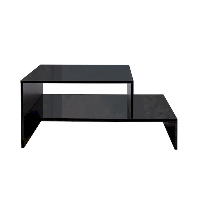 Table basse moderne et minimaliste avec rangement ouvert pour salon, noir
