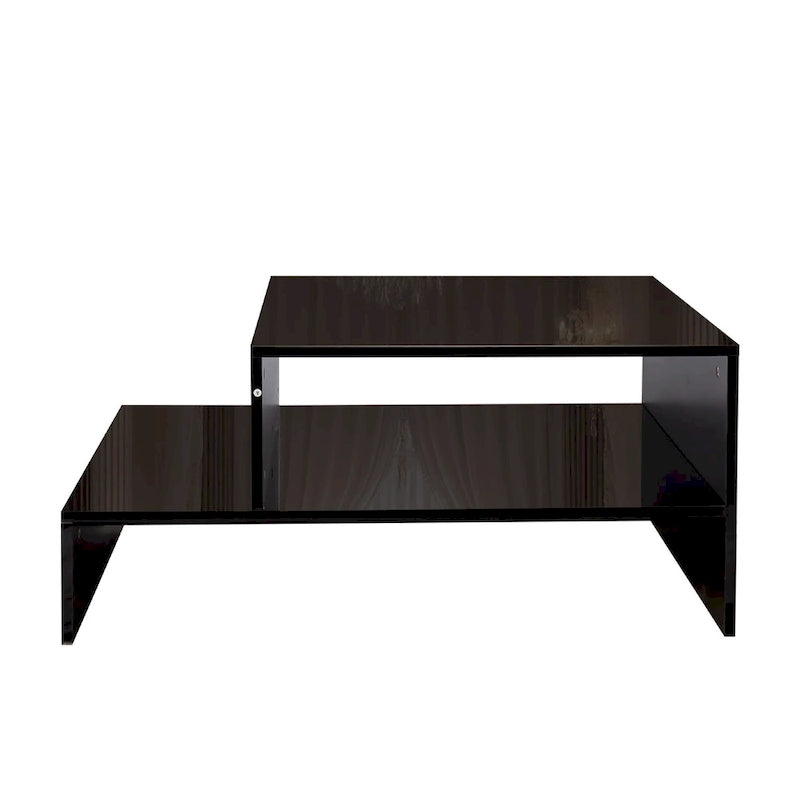 Table basse moderne et minimaliste avec rangement ouvert pour salon, noir