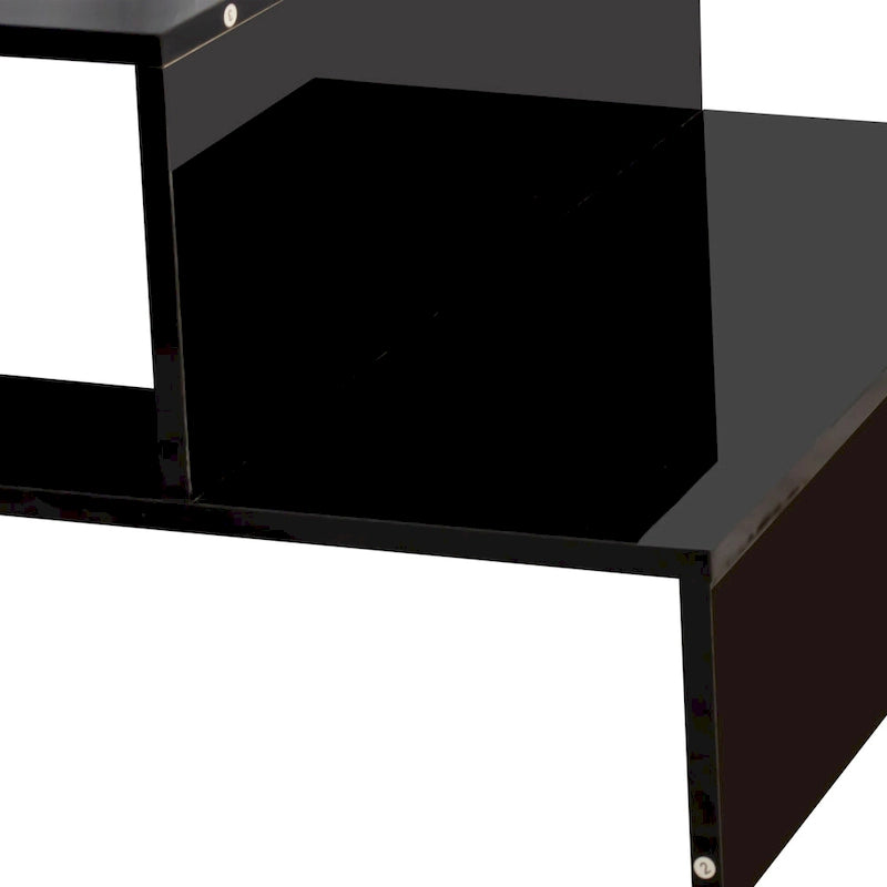 Table basse moderne et minimaliste avec rangement ouvert pour salon, noir