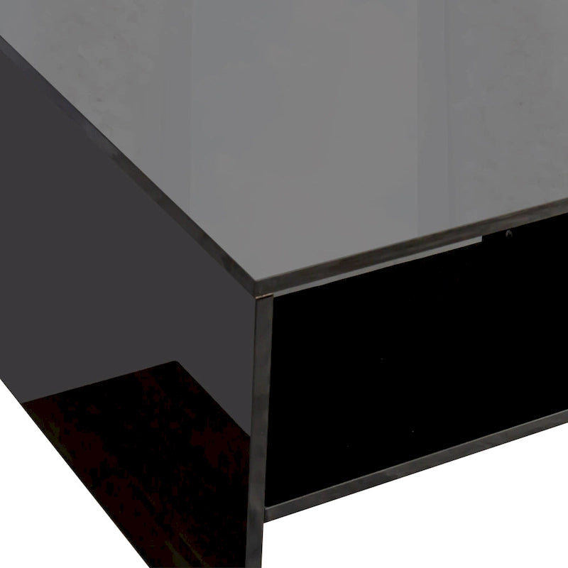 Table basse moderne et minimaliste avec rangement ouvert pour salon, noir