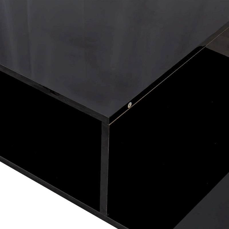 Table basse moderne et minimaliste avec rangement ouvert pour salon, noir