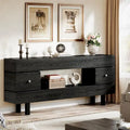 Console de 180 cm avec tiroirs de rangement, Table d'entrée à 2 niveaux avec étagère de présentation