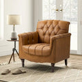 Fauteuil d'appoint capitonné en similicuir avec clous décoratifs