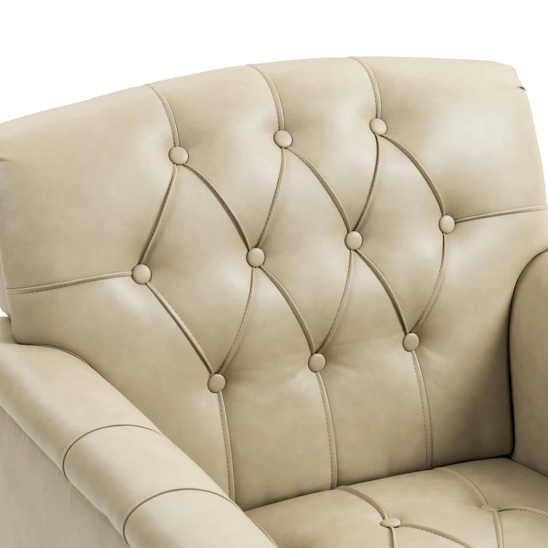 Fauteuil d'appoint capitonné en similicuir avec clous décoratifs