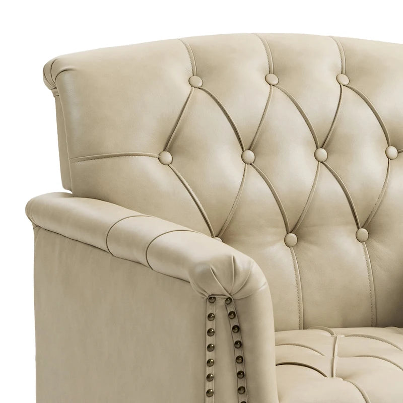 Fauteuil d'appoint capitonné en similicuir avec clous décoratifs