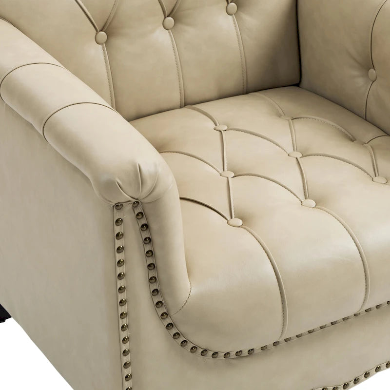 Fauteuil d'appoint capitonné en similicuir avec clous décoratifs