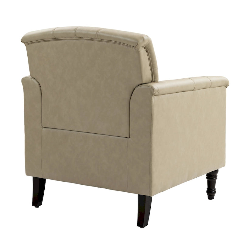 Fauteuil d'appoint capitonné en similicuir avec clous décoratifs