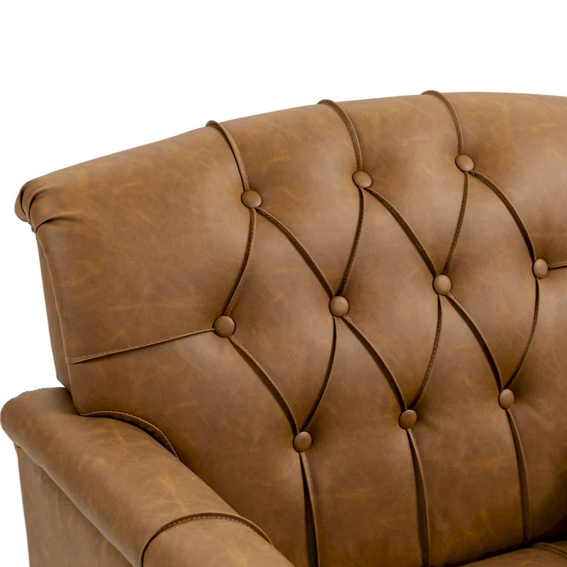 Fauteuil d'appoint capitonné en similicuir avec clous décoratifs