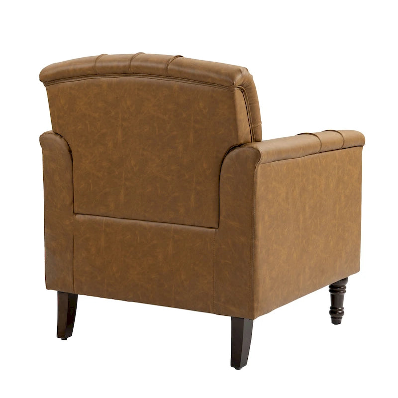 Fauteuil d'appoint capitonné en similicuir avec clous décoratifs