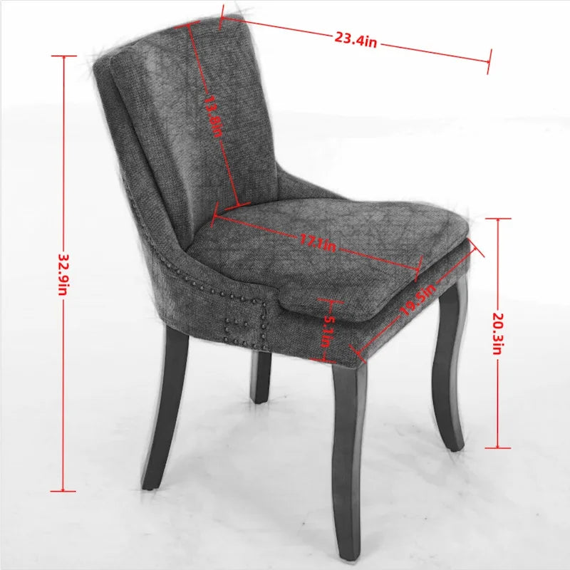 Lot de 2 chaises de salle à manger rembourrées avec pieds incurvés en bois massif