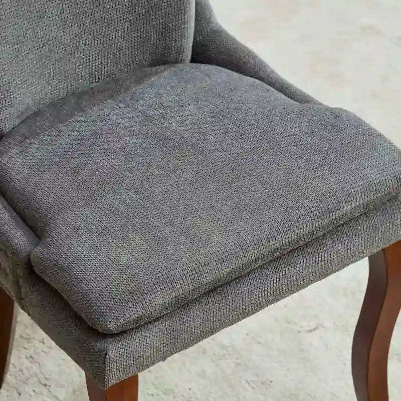 Lot de 2 chaises de salle à manger rembourrées avec pieds incurvés en bois massif