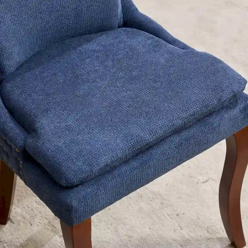 Lot de 2 chaises de salle à manger rembourrées avec pieds incurvés en bois massif