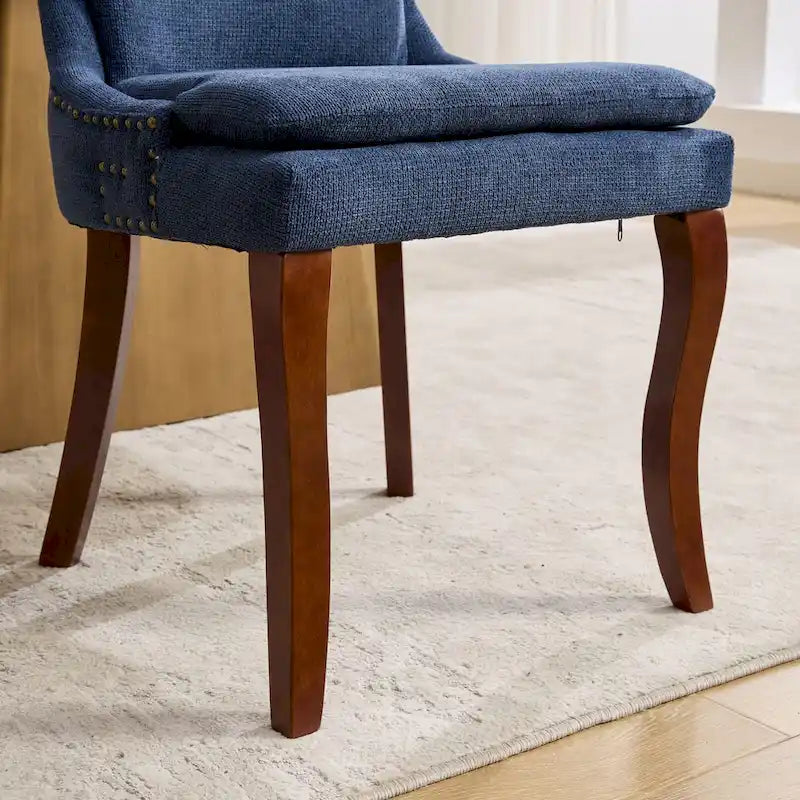 Lot de 2 chaises de salle à manger rembourrées avec pieds incurvés en bois massif