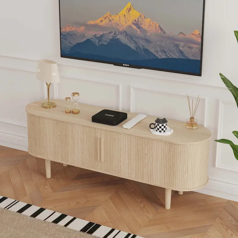 Meuble TV en bois de 160 cm pour téléviseurs jusqu'à 70 pouces