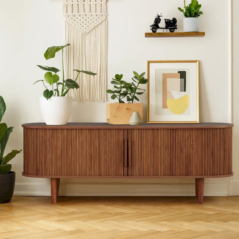 Meuble TV en bois de 160 cm pour téléviseurs jusqu'à 70 pouces