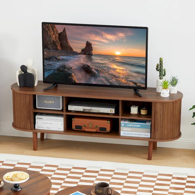 Meuble TV en bois de 160 cm pour téléviseurs jusqu'à 70 pouces