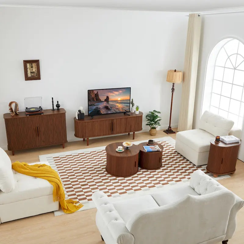 Meuble TV en bois de 160 cm pour téléviseurs jusqu'à 70 pouces