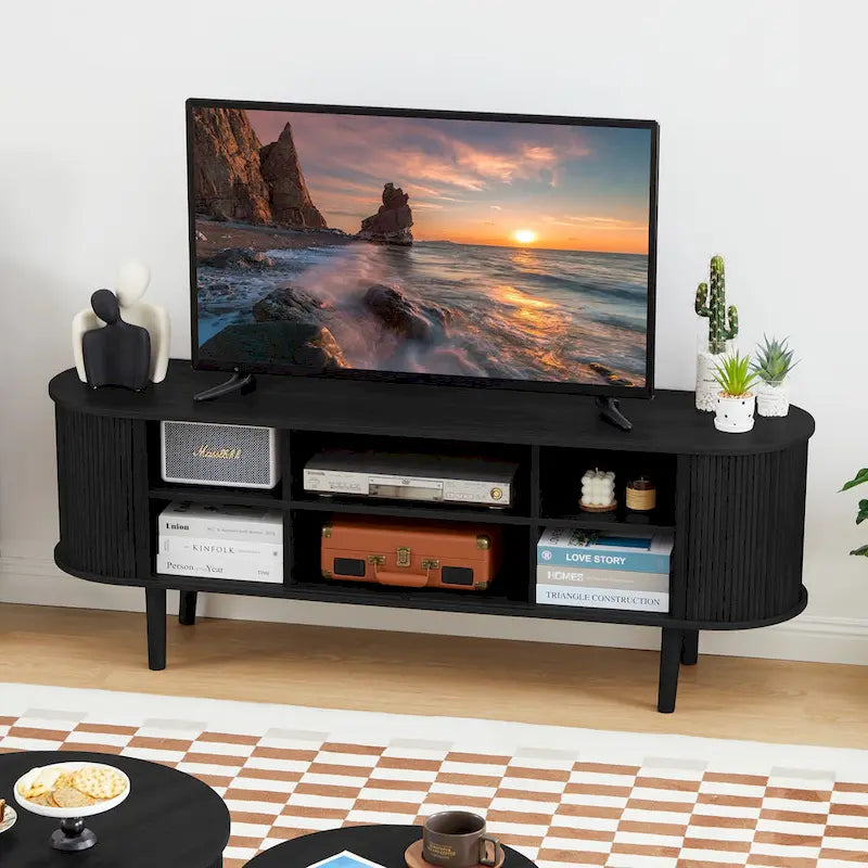 Meuble TV en bois de 160 cm pour téléviseurs jusqu'à 70 pouces